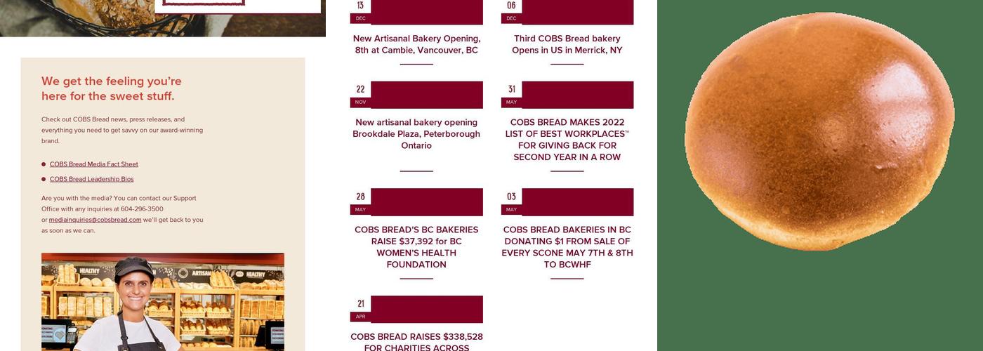 COBS Bread Bakery Willowbrook Park Menu