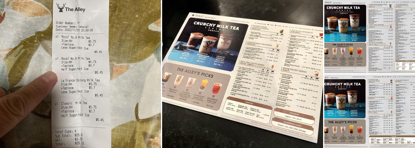 The Alley Menu
