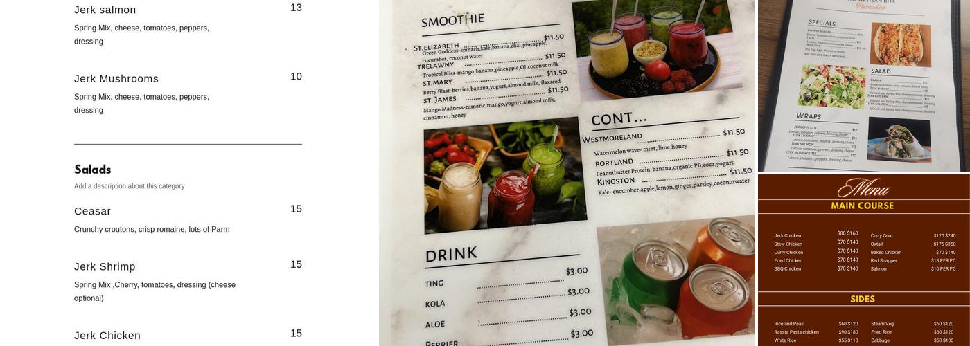 Parishes The Artisan Bite Menu