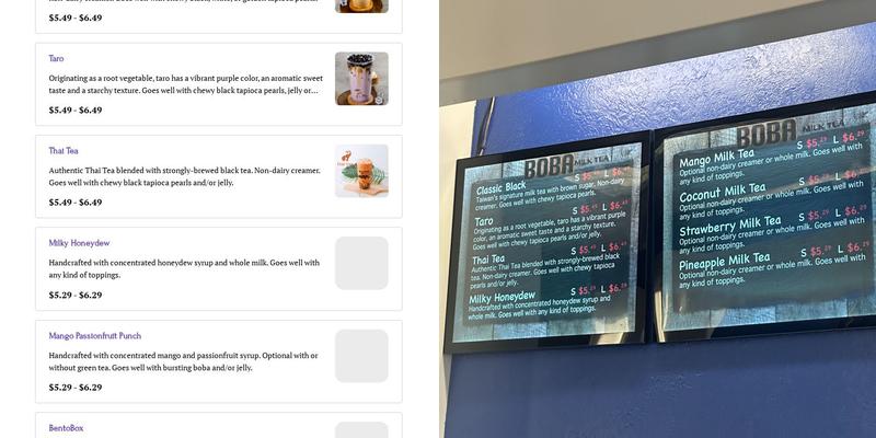 Black Pearl Tea House Menu