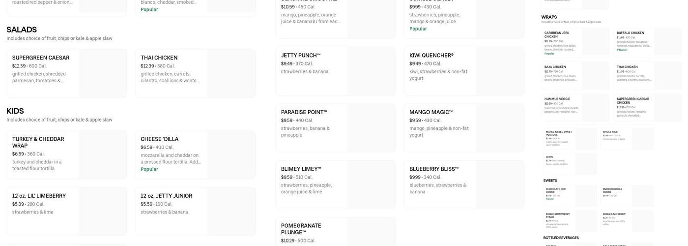 Tropical Smoothie Cafe Menu