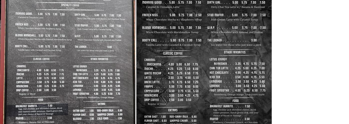 Perky Cups Menu