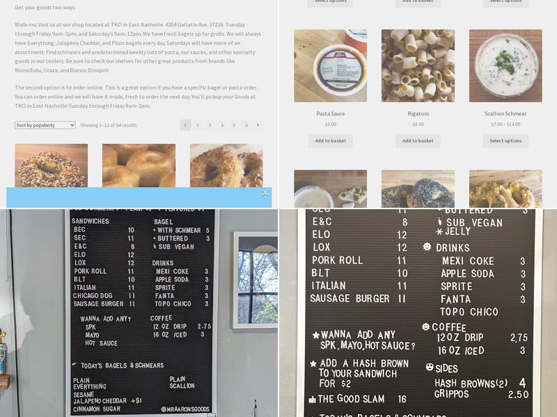 Mr. Aaron's Goods Menu