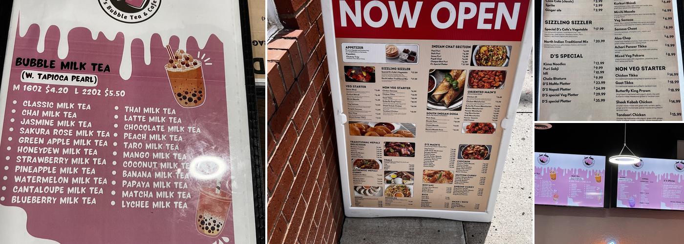 D's Bubble Tea and Cafe Menu