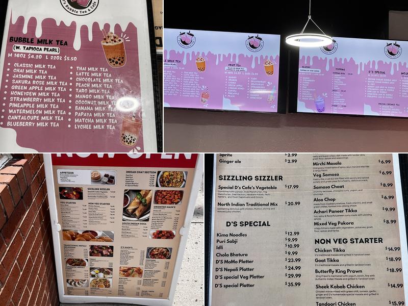D's Bubble Tea and Cafe Menu