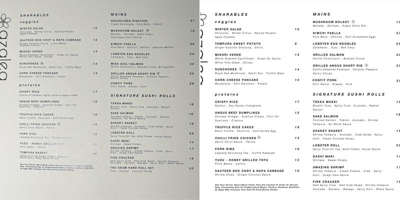 Azalea Menu