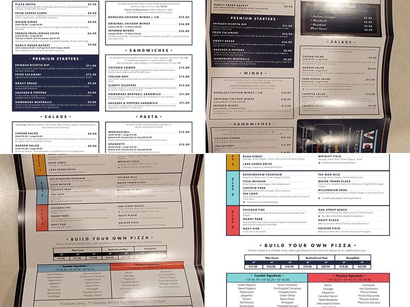 Vero Chicago Pizza Menu