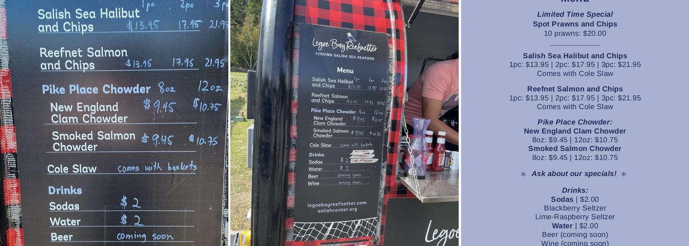 Legoe Bay Reefnetter Menu