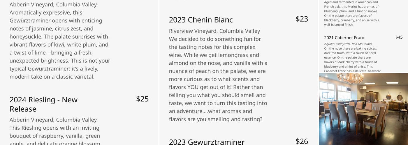 Skagit Cellars Menu