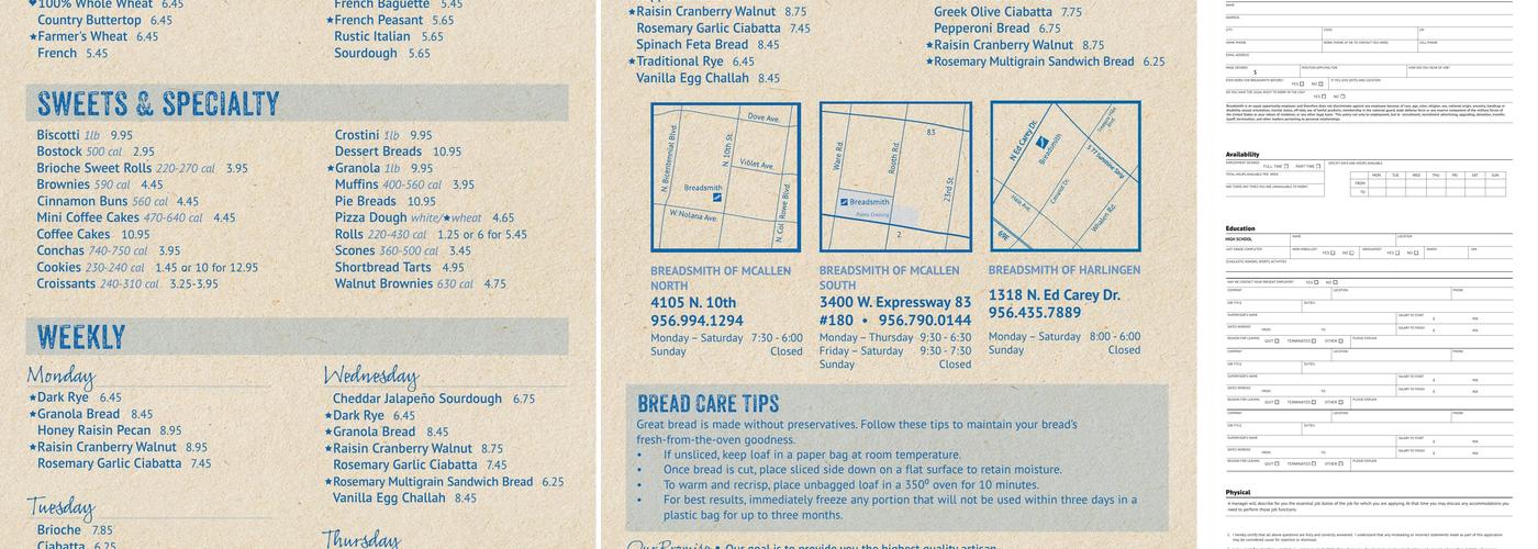 Breadsmith of Brownsville Menu