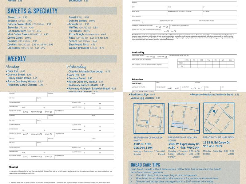 Breadsmith of Brownsville Menu