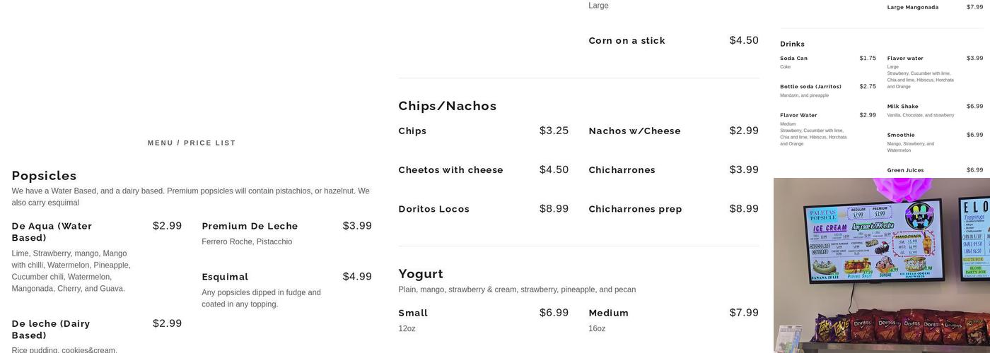 La Michoacana de Frankfort Menu