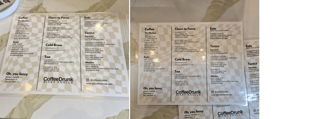 CoffeeDrunk Menu