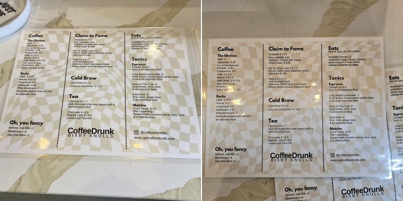 CoffeeDrunk Menu