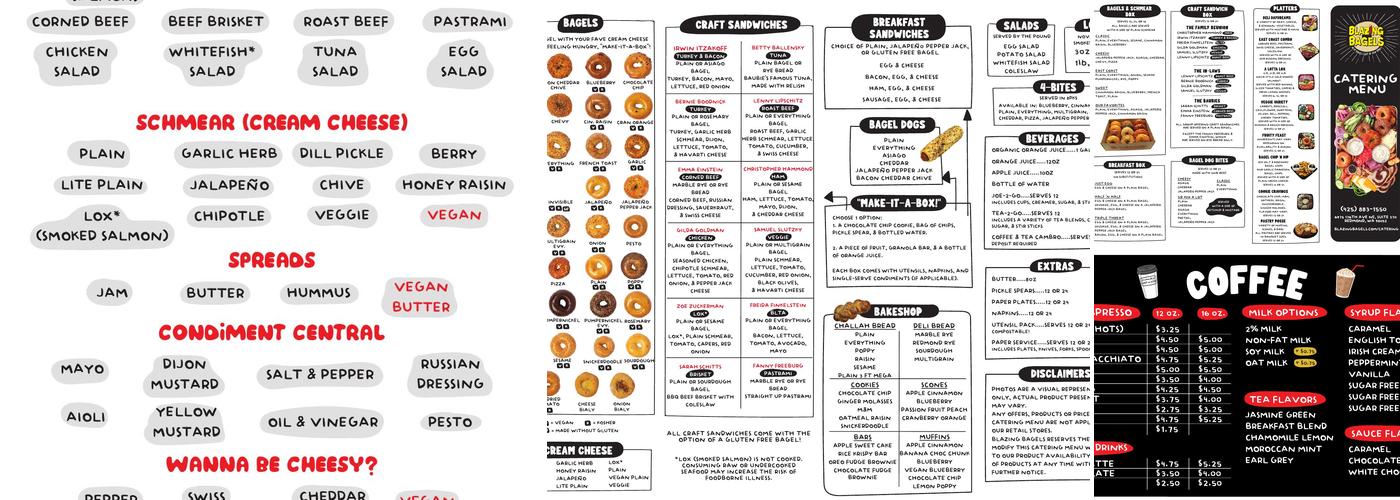 Blazing Bagels Menu