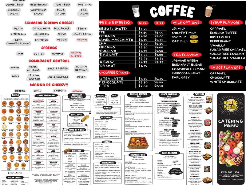 Blazing Bagels Menu