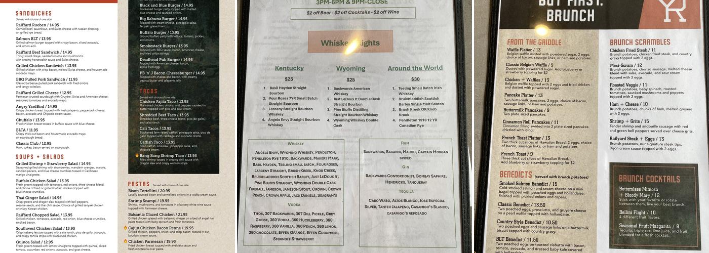 The Railyard - Casper Menu