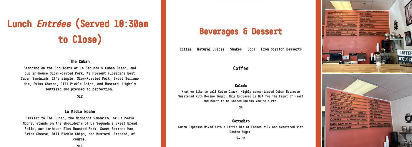 Sandrita's: Latin Eatery Menu