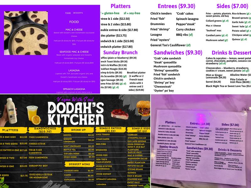 Dodah's Kitchen Menu