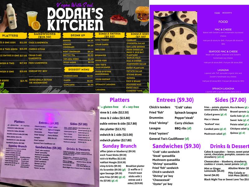 Dodah's Kitchen Menu