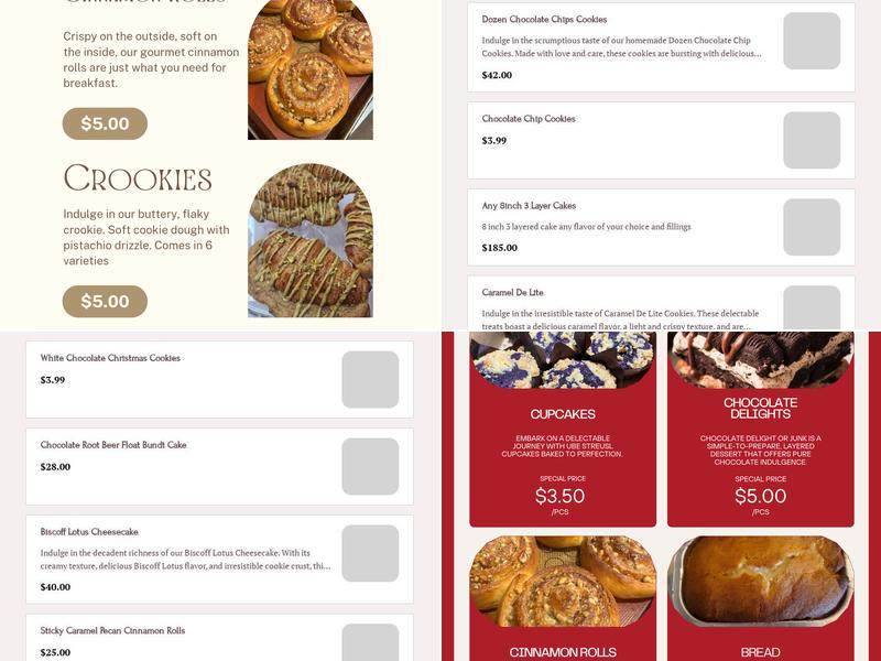 Emma's Delight Treats. Menu