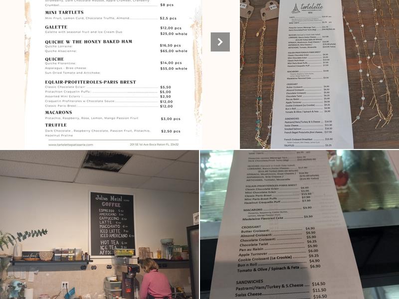 Tartelette Patisserie & Cafe Menu