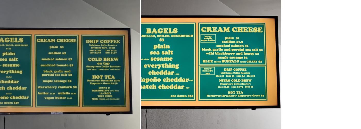 Atomic Bagels Menu