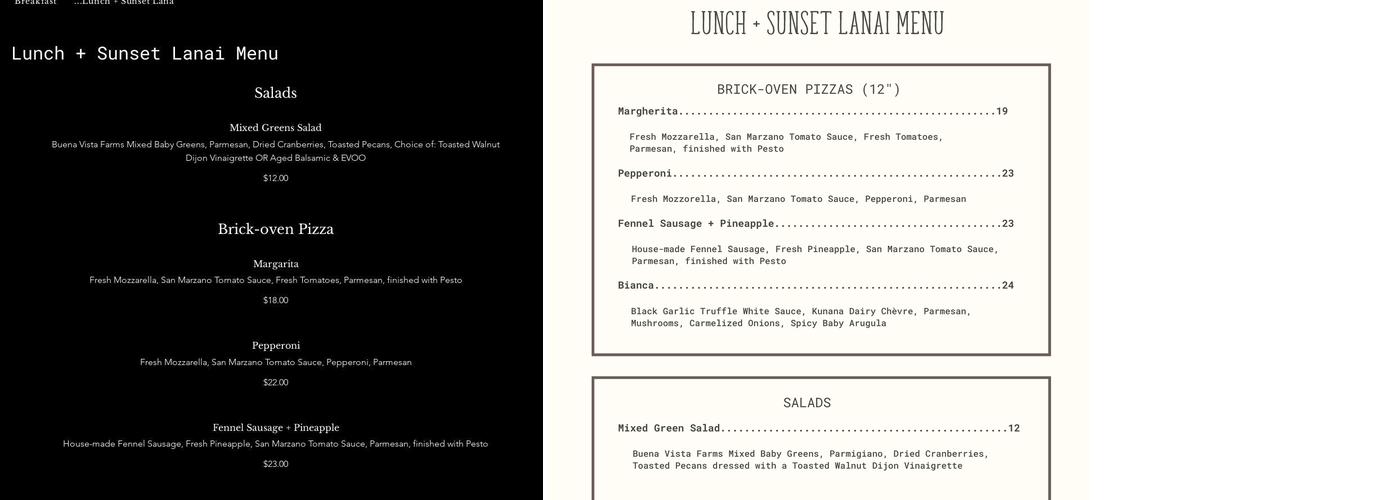 Silver Cloud Eatery Menu