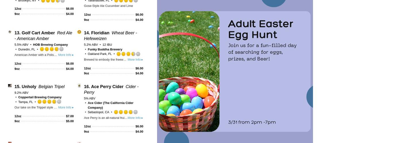 Truck & Ladder Brewing Company Menu