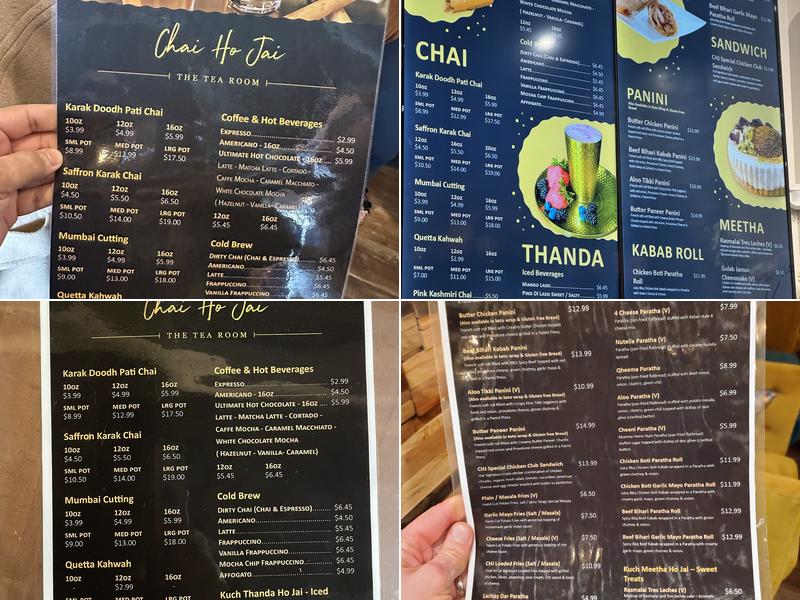 Chai Ho Jai - The Tea Room. Menu