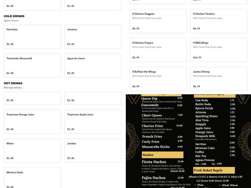 N.Y. Fresh Bagel Menu