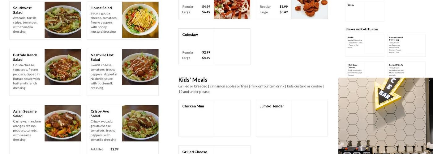 Super Chix - Greystone Menu