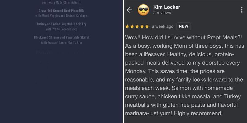 Eat Prept Meals Menu