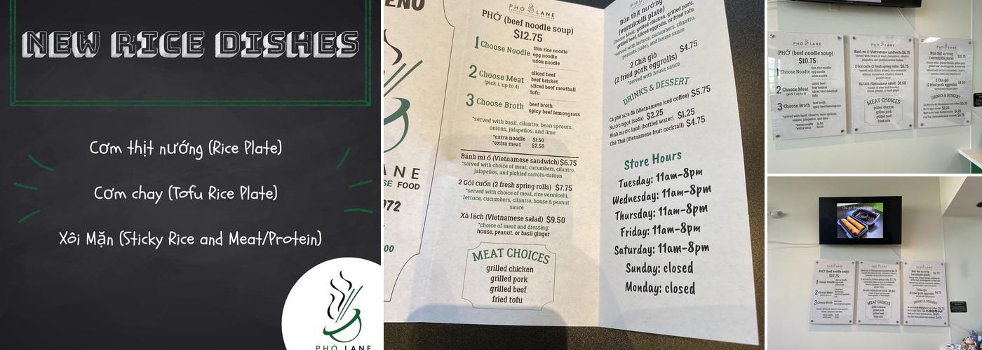 Pho Lane Menu