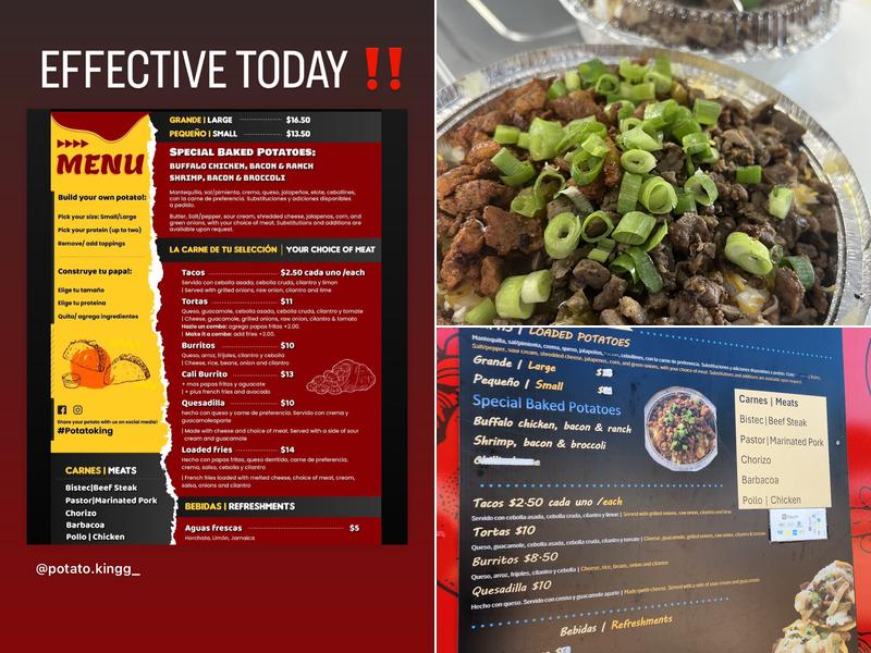 Potato King Menu