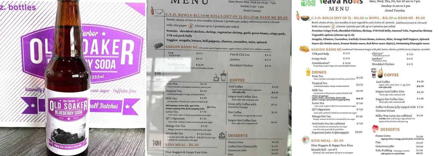 TeaVa Rolls Menu
