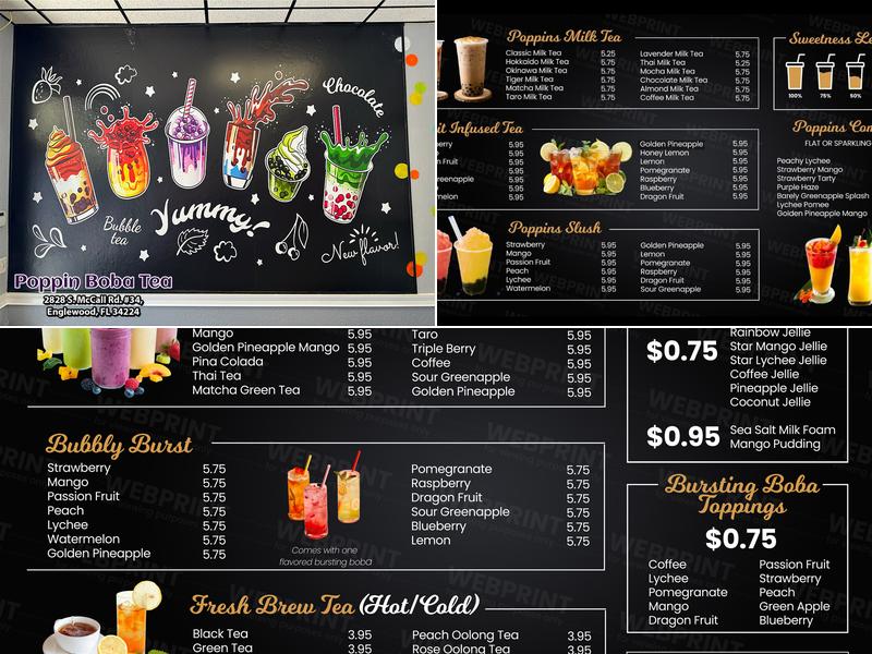 Poppin Boba Tea Menu