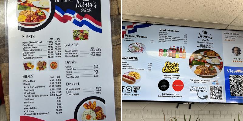 Brinia's Sazon Menu