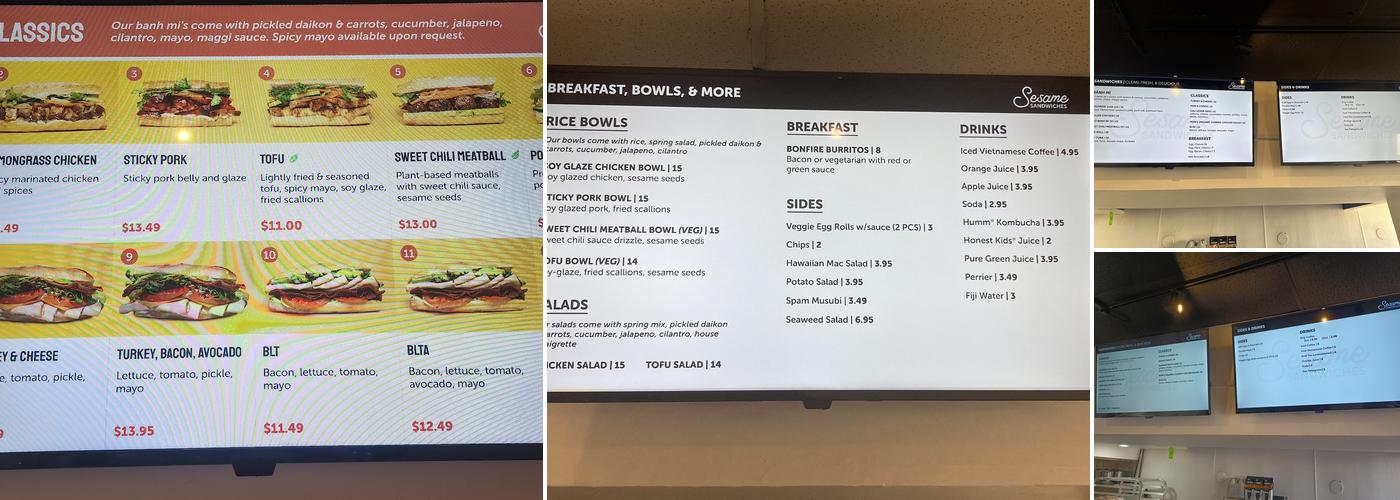 Sesame Sandwiches Menu