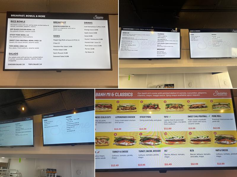 Sesame Sandwiches Menu