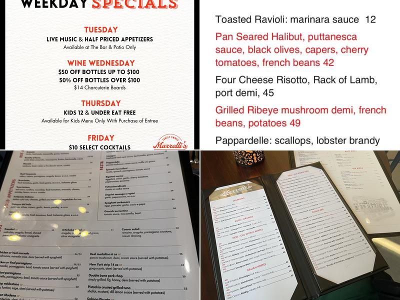 Marrelli's Italian Restaurant Menu
