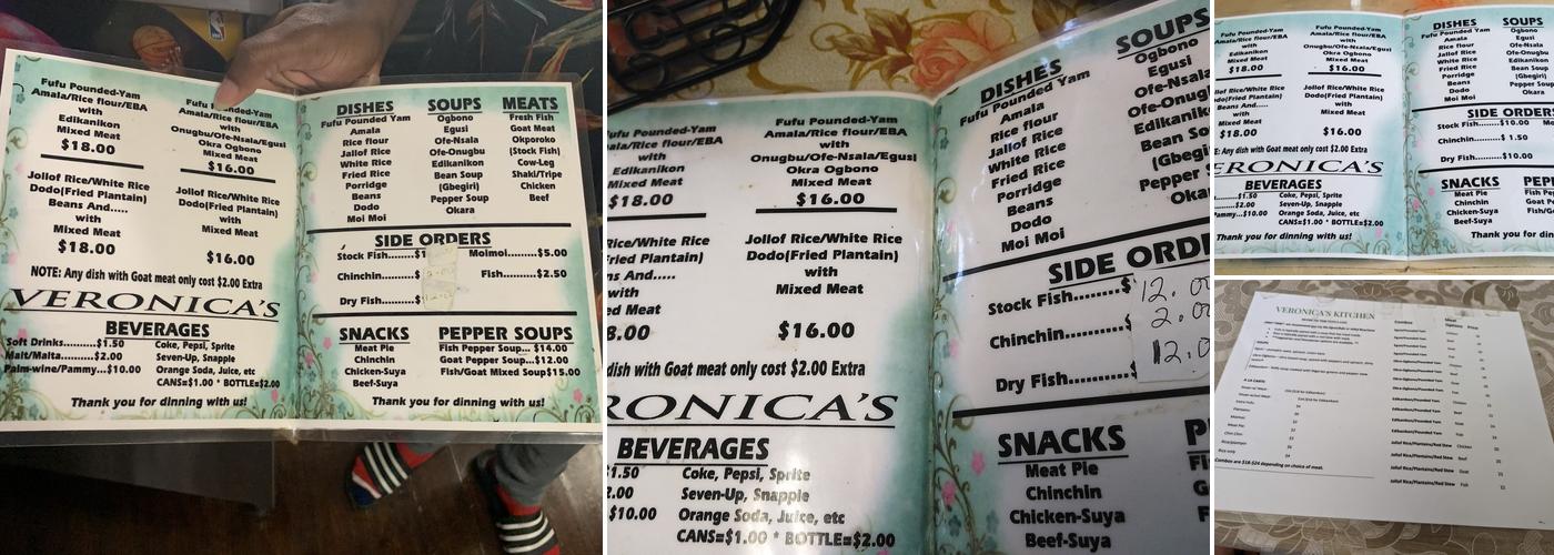 Veronica's Kitchen - The Fufuland Menu