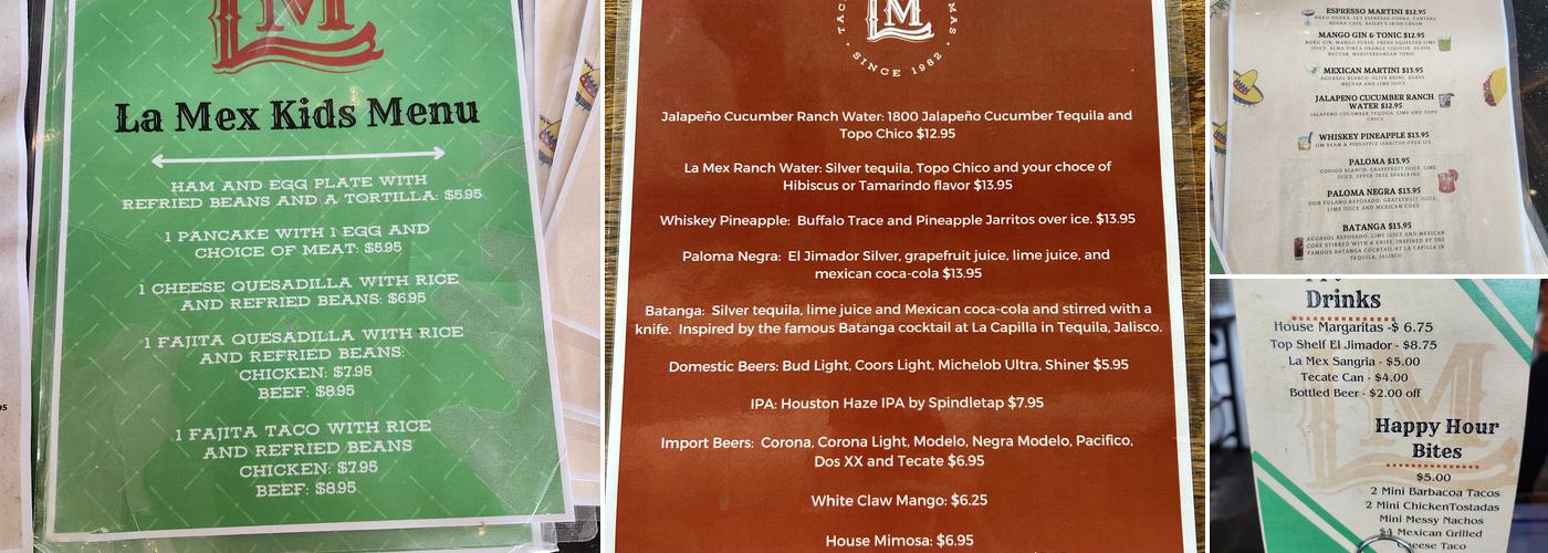 La Mex Menu