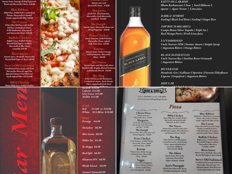 Boston Restaurant Bar & Grill, LLC Menu