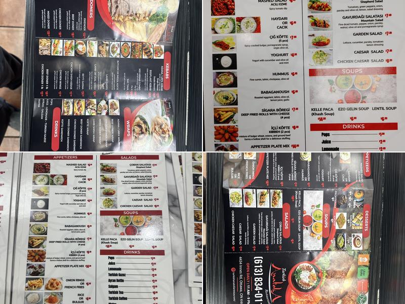 Turkish Anatolia Restaurant Menu