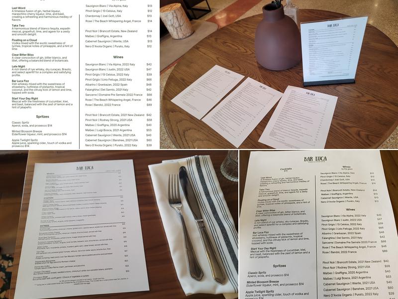 Bar Luca Menu