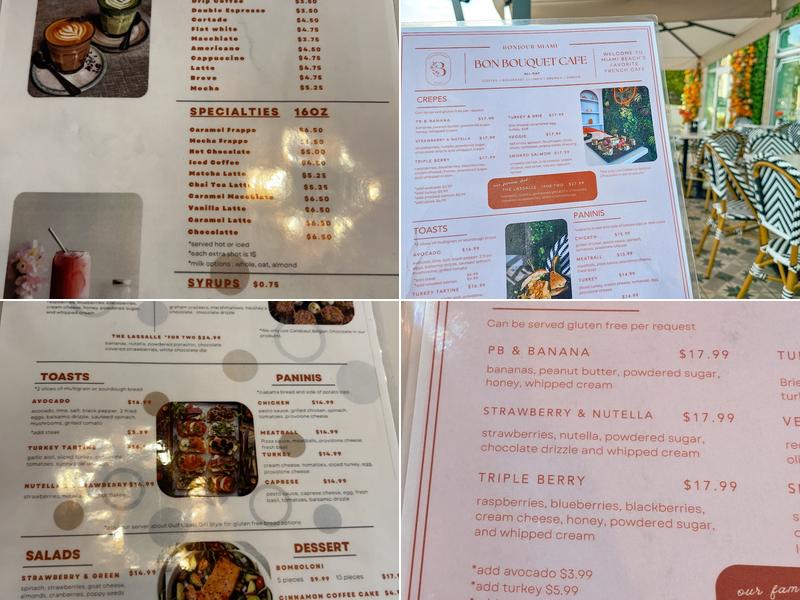 Bon Bouquet Cafe Menu