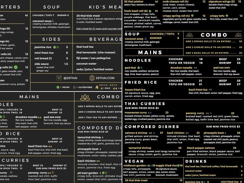 26 Thai Kitchen (Colony Square) Menu