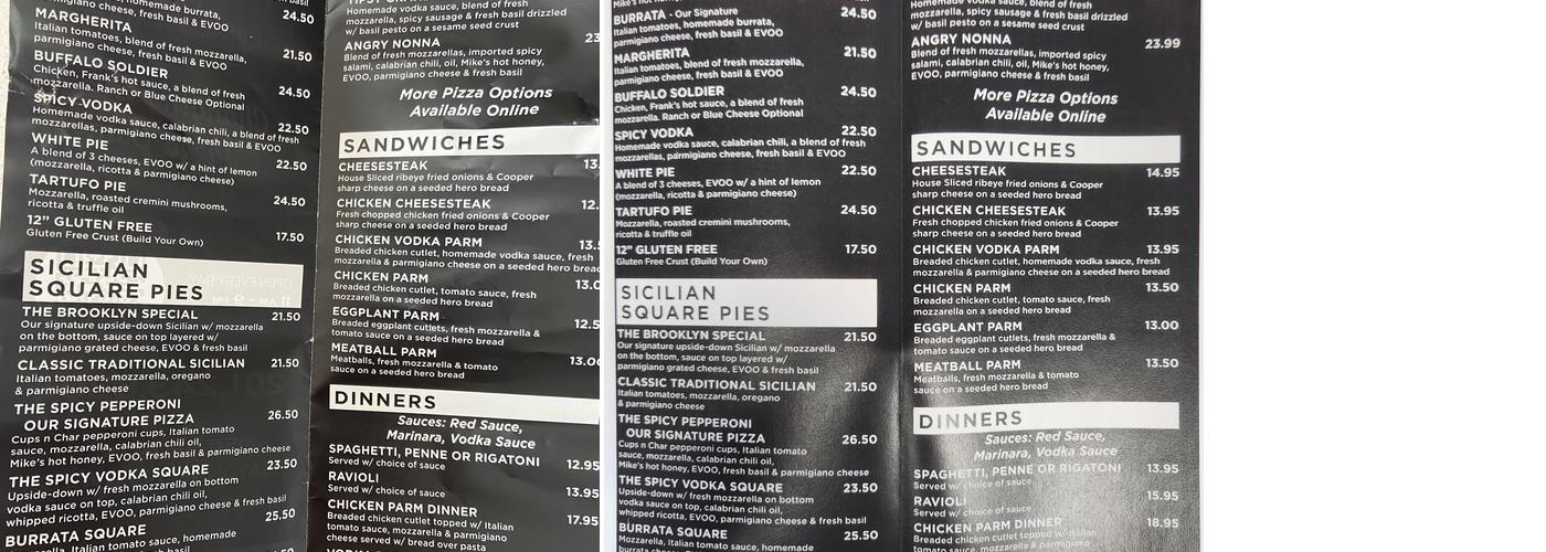 Corner Square Menu