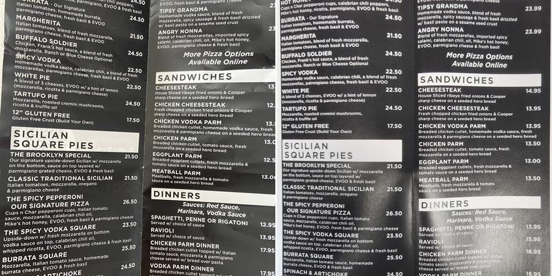 Corner Square Menu